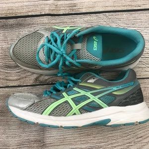 Asics Running shoes size 9.5 blue green